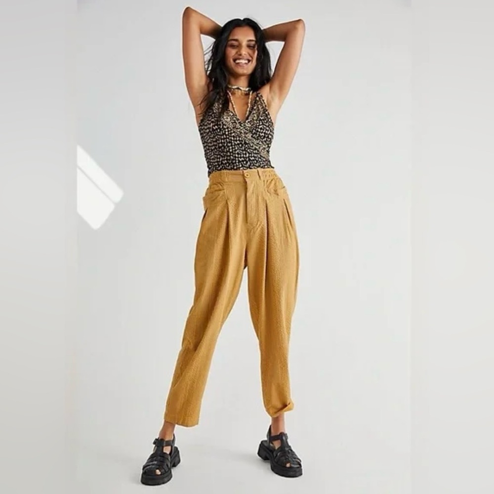 NWT Free People Make A Stand Trousers in Sepia